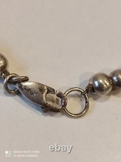Antique solid silver and lapis lazuli bead necklace