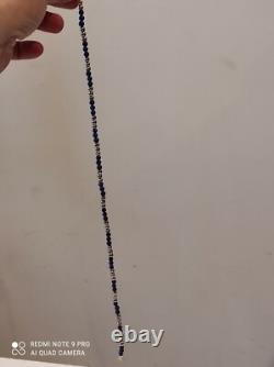 Antique solid silver and lapis lazuli bead necklace