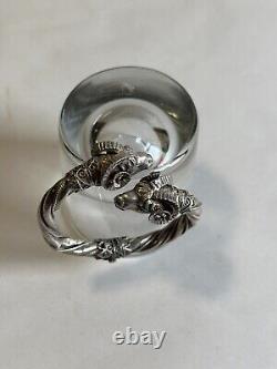 Antique solid silver bangle bracelet with 925 hallmark, ram heads, weight 42.63