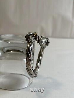Antique solid silver bangle bracelet with 925 hallmark, ram heads, weight 42.63