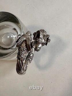 Antique solid silver bangle bracelet with 925 hallmark, ram heads, weight 42.63
