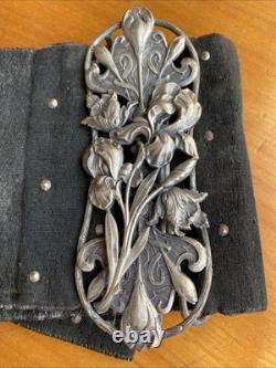 Antique solid silver belt buckle, Art Nouveau period
