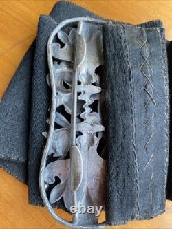 Antique solid silver belt buckle, Art Nouveau period