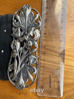 Antique solid silver belt buckle, Art Nouveau period