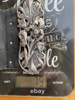 Antique solid silver belt buckle, Art Nouveau period