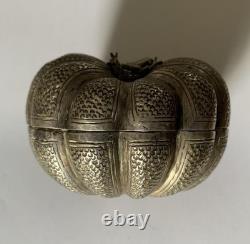 Antique solid silver betel nut box
