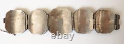 Antique solid silver bracelet with green stone, 94 g