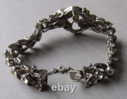 Antique solid silver bracelet with silver stones