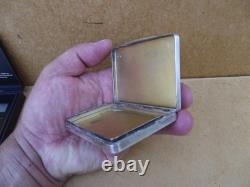 Antique solid silver business card holder with vermeil interior, Art Deco