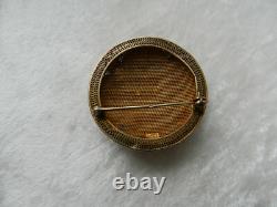 Antique solid silver cabochon enamel Chinese silver brooch