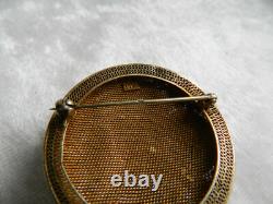 Antique solid silver cabochon enamel Chinese silver brooch