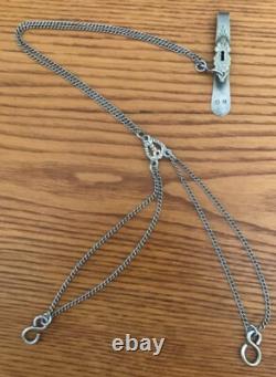 Antique solid silver chatelaine Clavet. 3 chains. Minerva/master hallmarks.