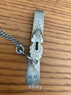 Antique solid silver chatelaine Clavet. 3 chains. Minerva/master hallmarks.