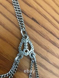 Antique solid silver chatelaine Clavet. 3 chains. Minerva/master hallmarks.
