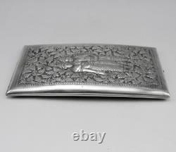 Antique solid silver cigarette case, Asia, Cambodia, Indochina, 85.8 g