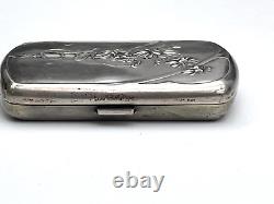 Antique solid silver cigarette case. Monogrammed Charles Murat