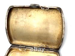 Antique solid silver cigarette case. Monogrammed Charles Murat