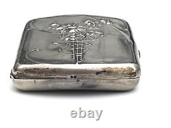 Antique solid silver cigarette case. Monogrammed Charles Murat