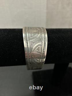 Antique solid silver cuff bracelet