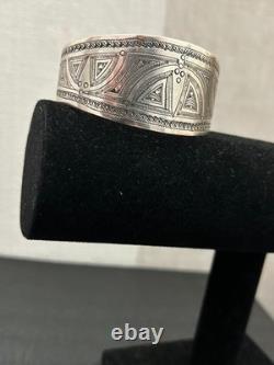 Antique solid silver cuff bracelet