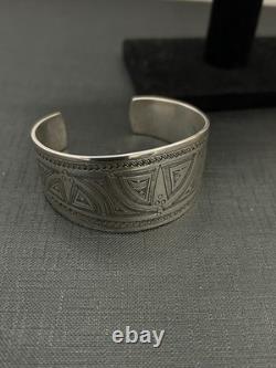 Antique solid silver cuff bracelet