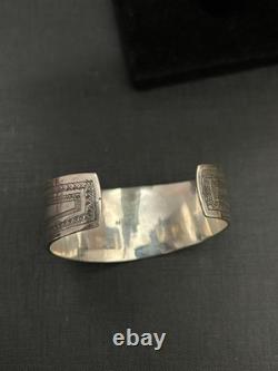Antique solid silver cuff bracelet