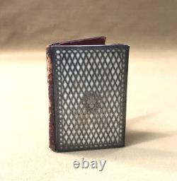 Antique solid silver dance card with hallmarks and fabric, 19th century, 6.5 x 9.5 cm
