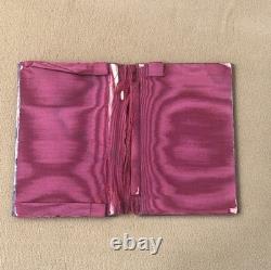 Antique solid silver dance card with hallmarks and fabric, 19th century, 6.5 x 9.5 cm