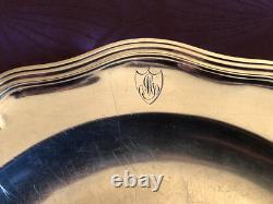 Antique solid silver dish in XV style, XVIII hallmark General Farmers