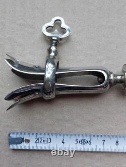 Antique solid silver leg-of-lamb serving tongs, Minerva hallmark, 1 handle, Louis XV decoration