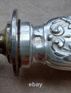 Antique solid silver leg-of-lamb serving tongs, Minerva hallmark, 1 handle, Louis XV decoration