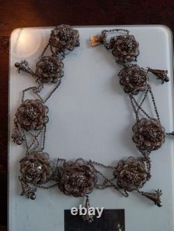 Antique solid silver necklace, 160 grams, superb workmanship, late 19th century, needs cleaning