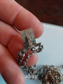Antique solid silver necklace, 160 grams, superb workmanship, late 19th century, needs cleaning
