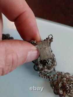 Antique solid silver necklace, 160 grams, superb workmanship, late 19th century, needs cleaning