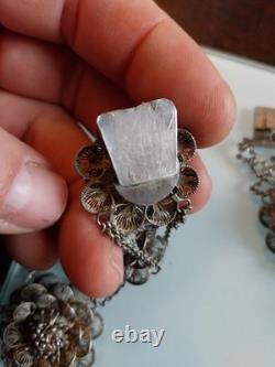 Antique solid silver necklace, 160 grams, superb workmanship, late 19th century, needs cleaning