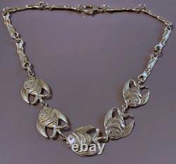 Antique solid silver necklace fish vintage jewelry silver Minerva necklace jewelry