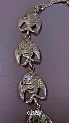 Antique solid silver necklace fish vintage jewelry silver Minerva necklace jewelry