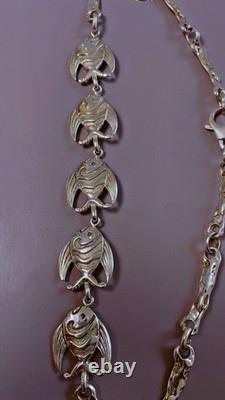 Antique solid silver necklace fish vintage jewelry silver Minerva necklace jewelry