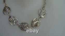 Antique solid silver necklace fish vintage jewelry silver Minerva necklace jewelry