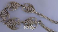 Antique solid silver necklace fish vintage jewelry silver Minerva necklace jewelry