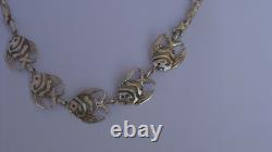 Antique solid silver necklace fish vintage jewelry silver Minerva necklace jewelry