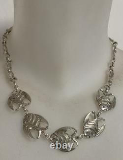 Antique solid silver necklace fish vintage jewelry silver Minerva necklace jewelry