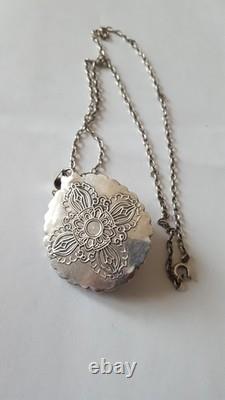 Antique solid silver necklace with natural stones