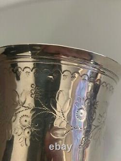 Antique solid silver pedestal cup with Minerva hallmark, silversmith Sixte Simon Rion