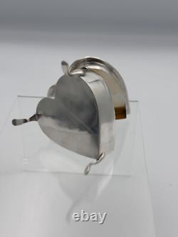 Antique solid silver powder box in the shape of a heart Birmingham English 19th century