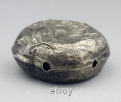 Antique solid silver rattle with wild boar head hallmark 19th century