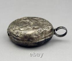 Antique solid silver rattle with wild boar head hallmark 19th century