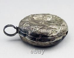 Antique solid silver rattle with wild boar head hallmark 19th century