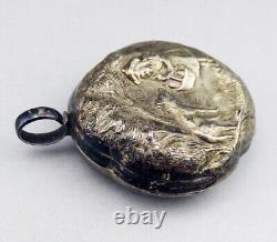 Antique solid silver rattle with wild boar head hallmark 19th century