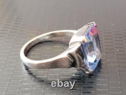 Antique solid silver ring with aquamarine Ring size 55